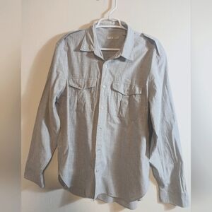 Burberry Brit Men's Logo Military Shirt XL Cotton Grey